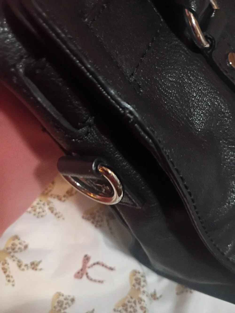 Michael Kors Real Black Leather Satchel with MK Charm, Hamilton Sachel